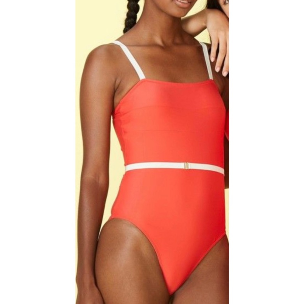 NWT SUMMERSALT The Oasis Red Cream One Piece Belted Swimsuit 12